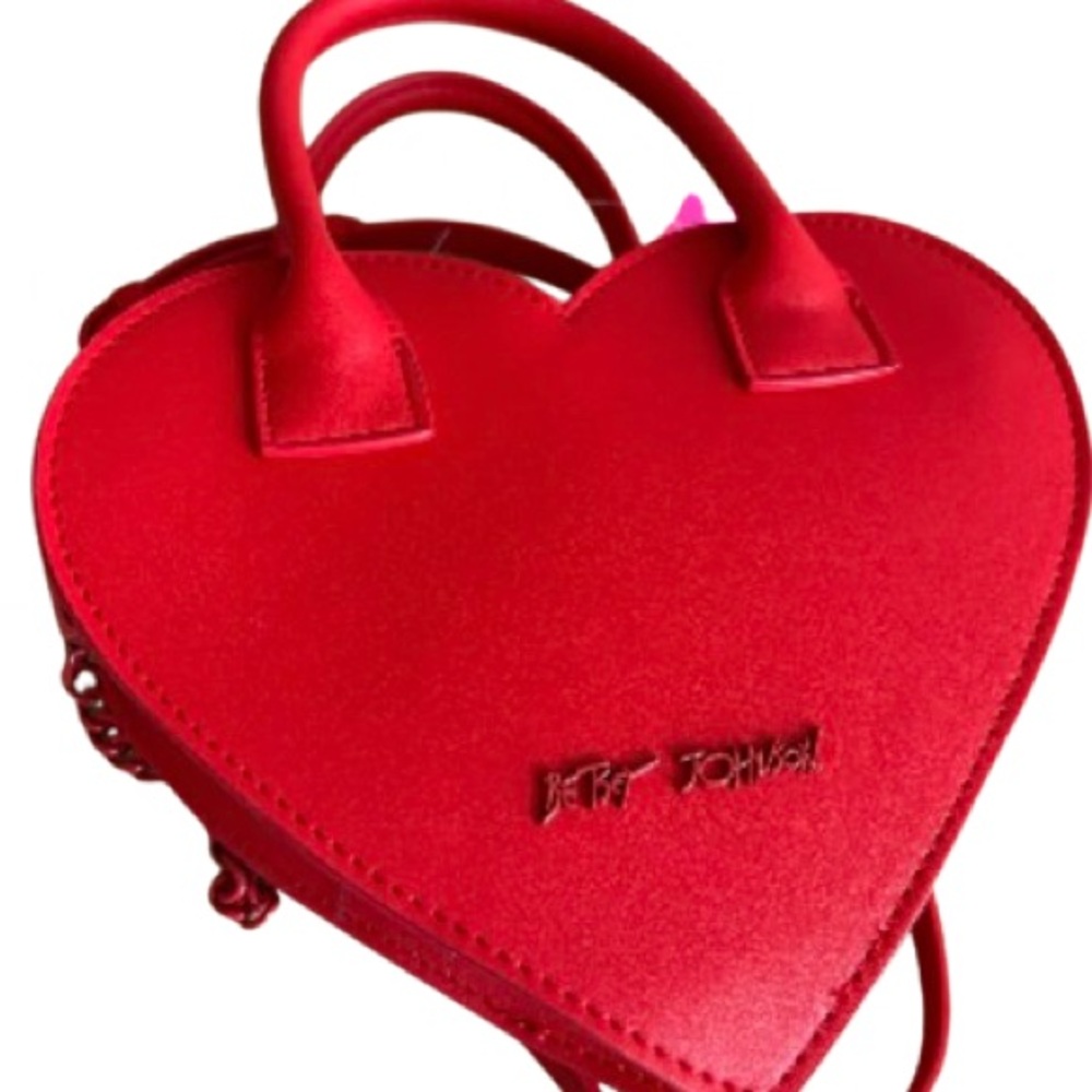 Betsey Johnson Red Heart Crossbody Bag with Rhinestone Studs NWT - Picture 3 of 5